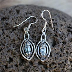 MAIA, earrings, silver 925 blue topaz