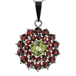 HELIA, pendentif, moldavite tchèque, grenat, argent 925