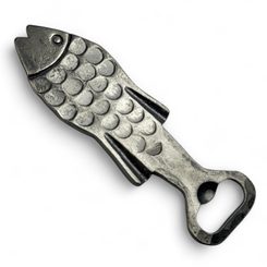 Karpfen, geschmiedeter Bieröffner für Angler