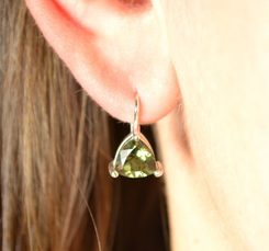 GABRETA, silver earrings with MOLDAVITE