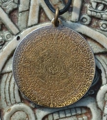 Aztec calendar, amulet on the neck, talisman