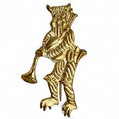 Devil with bagpipes, medieval pilgrim badge