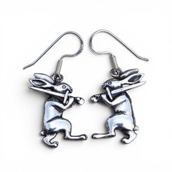 Boucles d'oreilles en argent Lièvres combattants, Kingdom Come: Deliverance II, Ag 925
