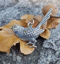 Mésange charbonnière, pendentif en argent