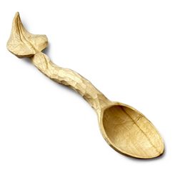 Wooden carved spoon, lime leaf
