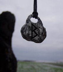 PERTHRO - runic amulet, antic brass