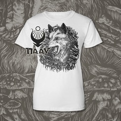 WOLF, women's T-shirt white, Druid collection