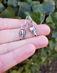 DEER - skull, earrings silver