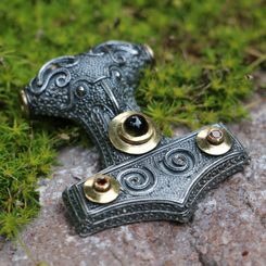 SCANIA THOR'S HAMMER, silver pendant with Moldavite