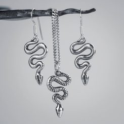 SCHLANGE, Silber Ohrringe und Anhänger Ag 925