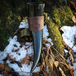 DRINKING HORN 0,3  + THOR's HAMMER leather holder