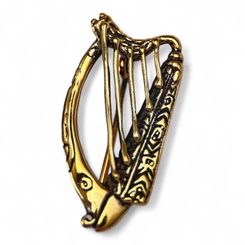 IRISH HARP, bronze brooch