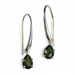 SINOPE, boucles d'oreilles, bijoux moldavite couper, argent