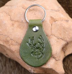 DEER Leather Keychain green