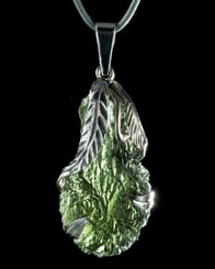 LUTETIA, Pendentif à Moldavite Tchèque en argent