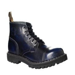 Leather boots STEEL blue 6-eyelet-shoes