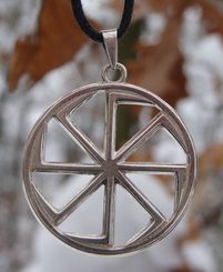 SILVER KOLOVRAT, SLAVIC SUN WHEEL PENDANT, Ag 925