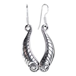 Boucles d’oreilles en argent, fougère, Ag 925
