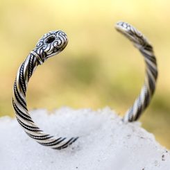 WOLF HEADS, Viking bracelet, Burg, Gotland, sterling silver, 43 g