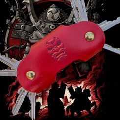 SAMURAI, Schlüsselanhänger aus Leder mit Schrauben, rot