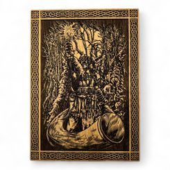 Heimdall, wall decoration, wood 32x46cm