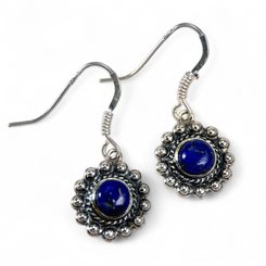 LAZIO, silver antique earrings, lapis lazuli, Ag 925/1000