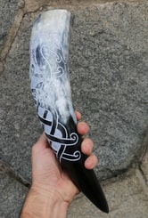 VIKING DRAGON, carved drinking horn
