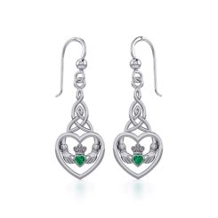 Boucles d'oreilles argent Claddagh avec nœud trinitaire celtique