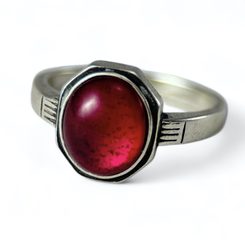Medieval ring, England / France, 14th century, silver 925, ruby