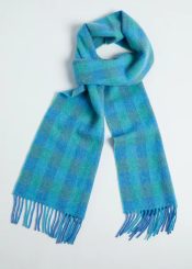 Irish Scarf, Foxford Blue &amp; Green Check Lambswool Scarf