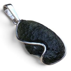 Sterling Silver Pendant with Natural Moldavite, 925 Silver