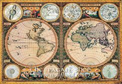 ORBIS TABULA, World, Poles and Space historical map, replica