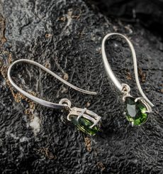 SINOPE, boucles d'oreilles, bijoux moldavite couper, argent