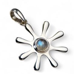 STELLA, pendentif en argent, pierre de lune arc-en-ciel Ag 925/1000