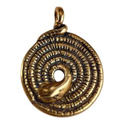 Coiled Snake Pendant, bronze