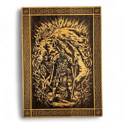 FENRIR AND TÝR, wall decoration, wood 32x46cm
