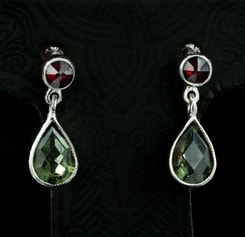 PETRONIA, silver earrings, moldavite, garnet