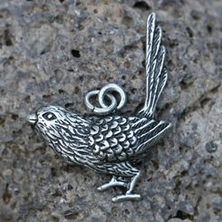 Great Tit Bird, zinc pendant, antique brass