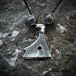 PERUN NECKLACE, silver Perun Axe and Gombs, Ag 925