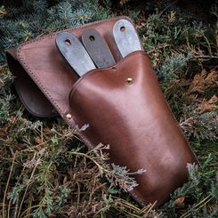 ETUI DE CEINTURE EN CUIR pour 3 couteaux de lancer