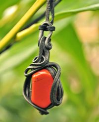 PLATAN leather Hair Clip, red