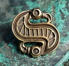 Langobardic S-shaped Brooch, bronze, reproduction