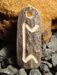 PERTHO, deer antler rune pendant
