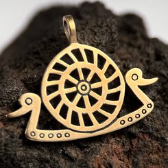 VIKING SHIP, bronze pendant