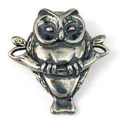 OWL on branch, silver pendant