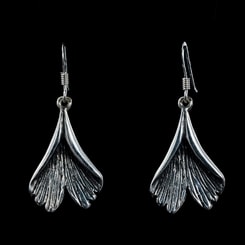 GINKGO, boucles d'oreilles, argent