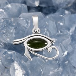 Horus' Eye, silver and Moldavite