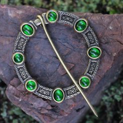 NORICA, large medieval cloak brooch with glass