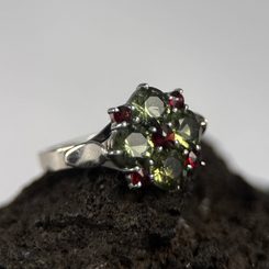 SHAMROCK, Ring, Sterlingsilber 925, Moldavit