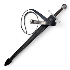 Leather scabbard for one-handed sword, black